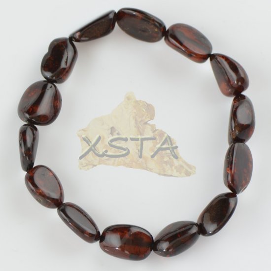 Amber bracelet with olive cherry beads mix size